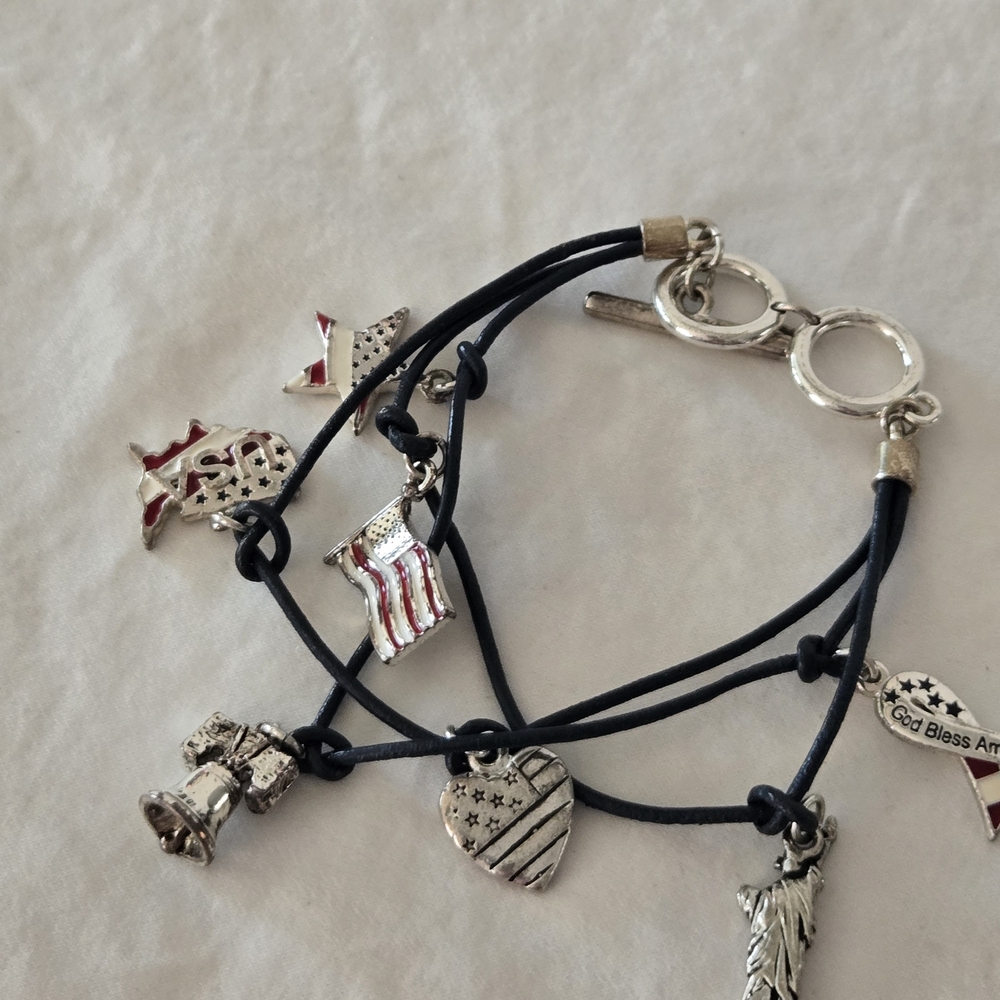 Premier Designs Silver and Red Charm Bracelet
